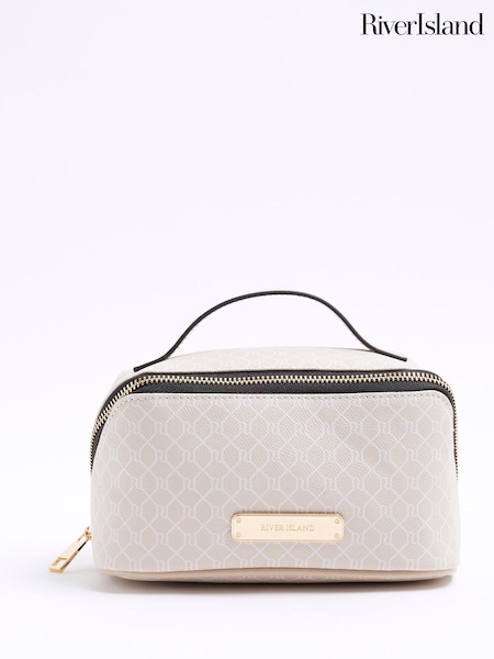 River Island Faux Leather Monogram Make Up Bag (W67485) | R$ 180