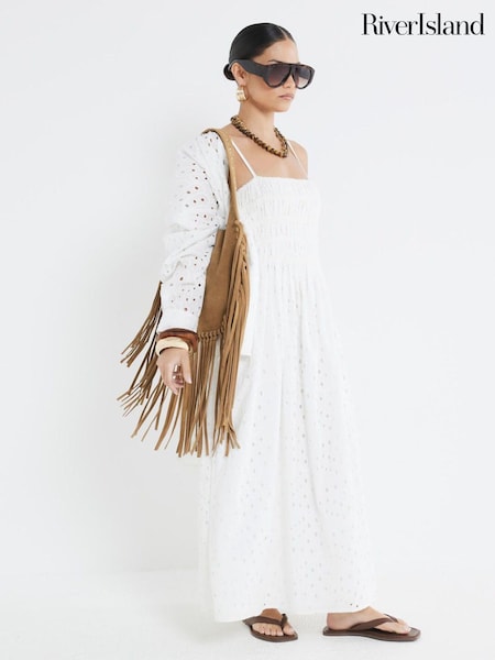 River Island Petite Broderie Maxi Dress (W67508) | 432 LEI