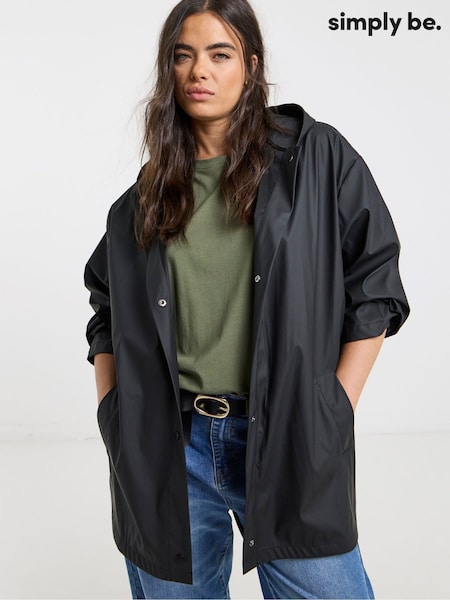 Simply Be Black Short Rubberised Raincoat (W67617) | €61
