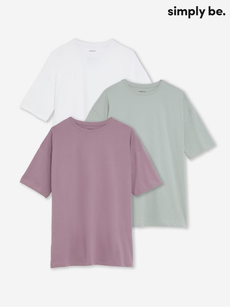 Simply Be 3 Pack Boyfriend T-Shirts (W67620) | 238 LEI