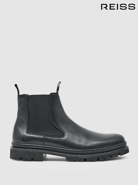 Reiss Black Huxley Leather Chelsea Boots (W67647) | 1,455 QAR