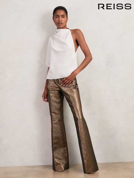Reiss Sienna Flare Sparkle Patch-Pocket Flared Trousers (W67658) | ‏1,080 د.إ.‏