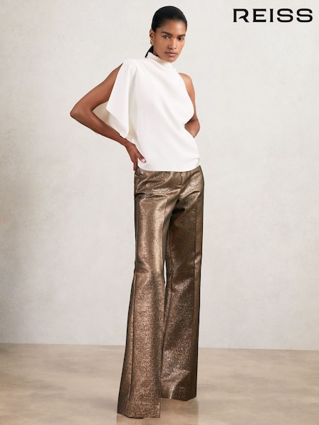 Reiss Sienna Flare Sparkle Patch-Pocket Flared Trousers (W67667) | ‏1,080 د.إ.‏