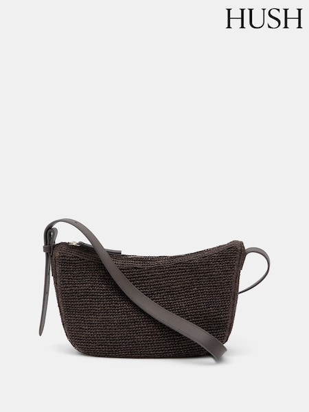 بني - Hush Raffia Cross-Body Bag With Leather Strap (W67734) | ‏641 د.إ.‏