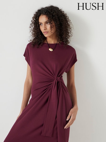 Hush Red 100% Cotton Trinny Stretch Jersey Midi Dress (W67744) | AZN 226