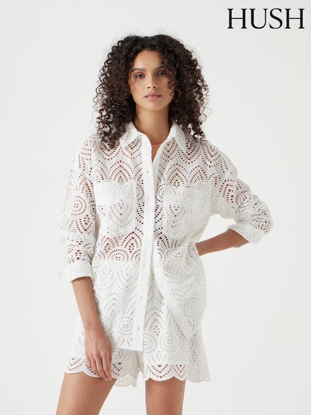 Hush White Cotton Broderie Shirt (W67751) | €140