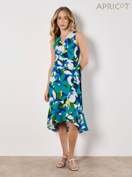 Apricot Blue Large Graphic Floral Print Sleeveless Dress (W67841) | €59