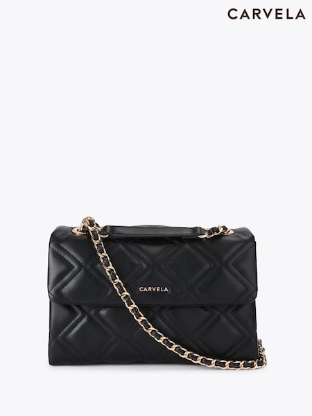 שחור - Carvela Large Rosa Chain Shoulder Bag (W67910) | ‏598‏₪