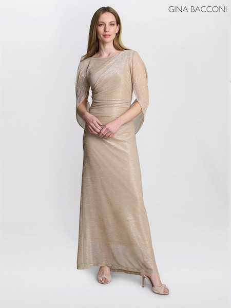 Gina Bacconi Gold Joanna Metallic Knit Maxi Dress (W68034) | 1,638 LEI