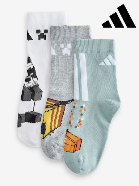 adidas Green Little Kids Minecraft Crew Socks 3 Pack (W68368) | R$ 100