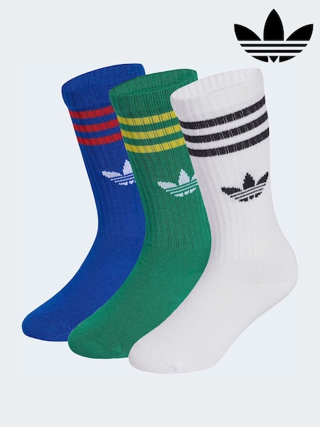 adidas Originals Blue 3 Pack Crew Socks (W68372) | €9