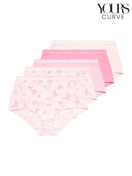Yours Curve Pink Full Knickers 5 Pack (W68437) | R$ 195