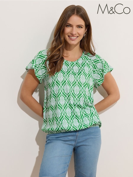 M&Co Blue Abstract Scoop Neck Top (W68441) | R$ 255