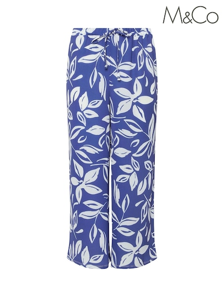 M&Co Blue Abstract Printed Crepe Culottes (W68442) | €37