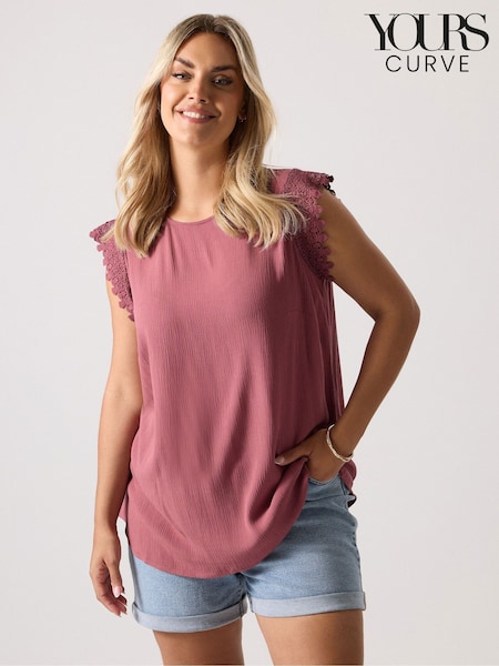 Rosa - Yours Curve Crinkle Crochet Vest (W68451) | R$ 235