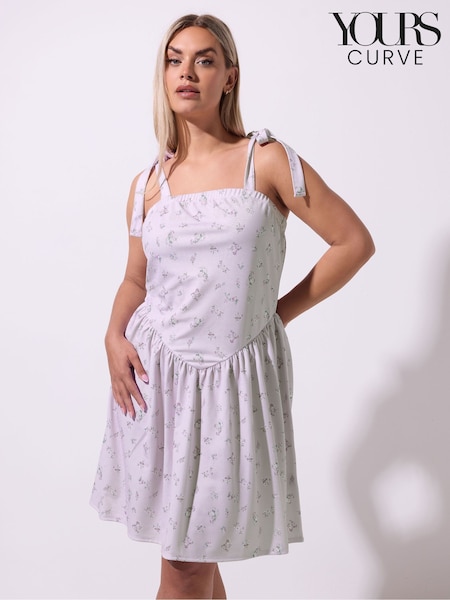 Yours Curve Purple Limited V Dress (W68456) | R$ 315
