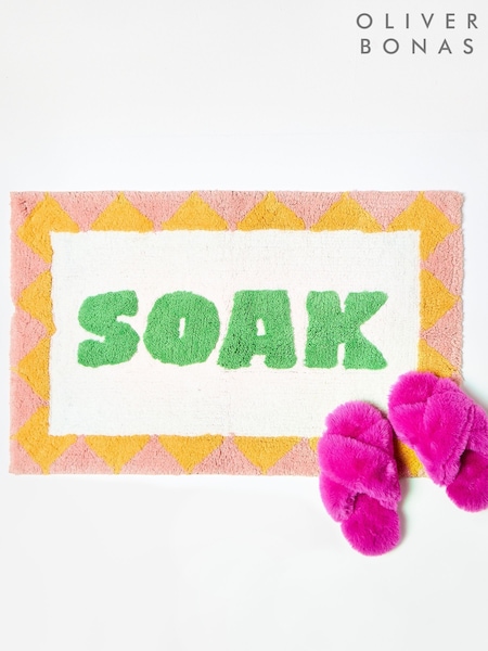 Oliver Bonas Pink/Green Soak Bathmat (W68557) | €40