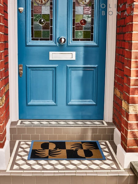 Oliver Bonas Black Pineapple Chequerboard Doormat (W68560) | €27