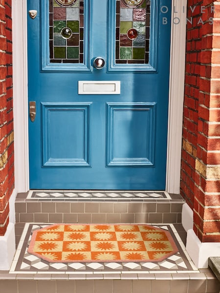 Oliver Bonas Orange Sun Chequerboard Doormat (W68562) | €40