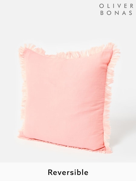 Oliver Bonas Pink Reversible Fringed Cushion Cover (W68564) | €34