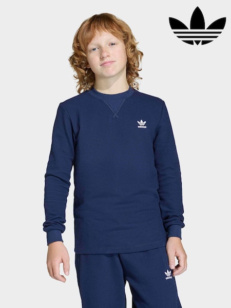 Blå - adidas Originals Waffle Long Sleeved Top (W68742) | kr361