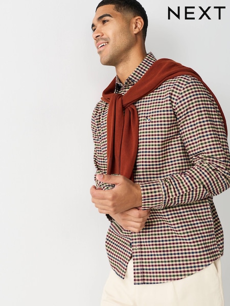 Neutral Embroidered Soft Touch Oxford Long Sleeve Shirt (W68790) | 158 QAR