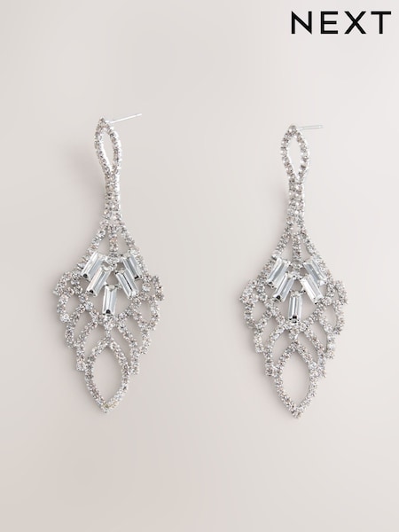Silver Tone Sparkle Drop Earrings (W68813) | €17