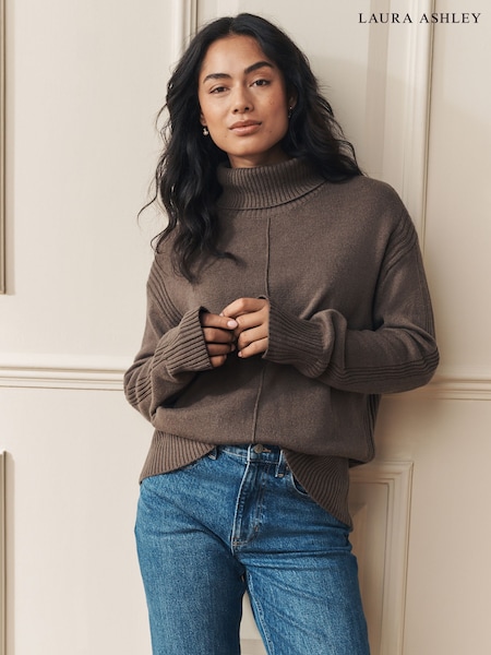 Laura Ashley Neutral Merino Wool and Cashmere Roll Neck Jumper (W69033) | 560 zł