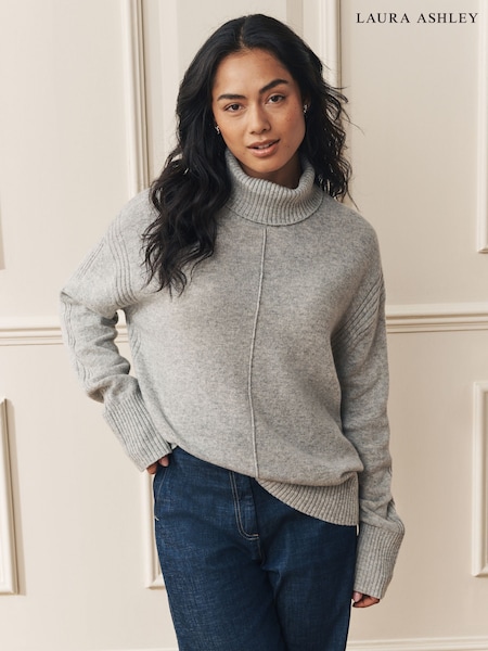 Laura Ashley Grey Merino Wool and Cashmere Roll Neck Jumper (W69040) | 560 zł