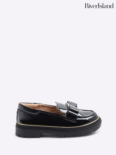 River Island Black Girls Bow Flat Loafers (W69043) | €35
