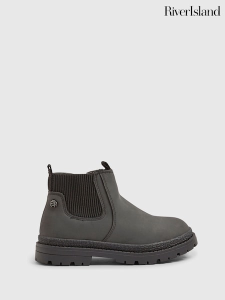 River Island Black Borg Lined Chelsea Boots (W69045) | OMR15