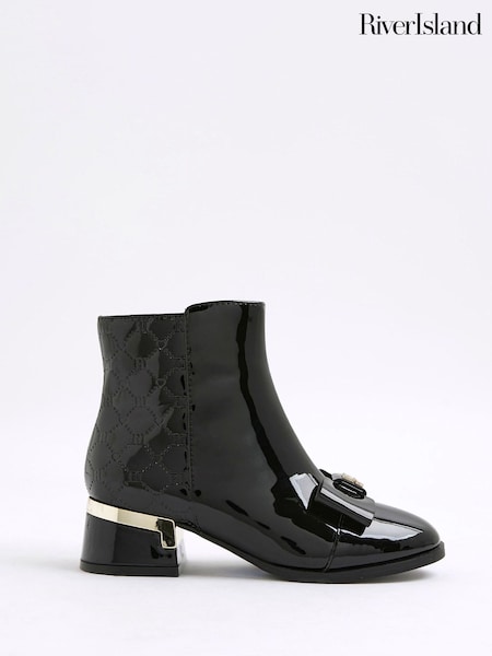 River Island Black Bow Front Heeled Boots (W69047) | 158 QAR