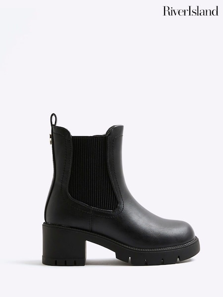 River Island Black Girls Heart Heeled Chelsea Boots (W69048) | €40