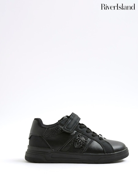 River Island Black Boys Faux Leather Lion Head Trainers (W69052) | €22.50