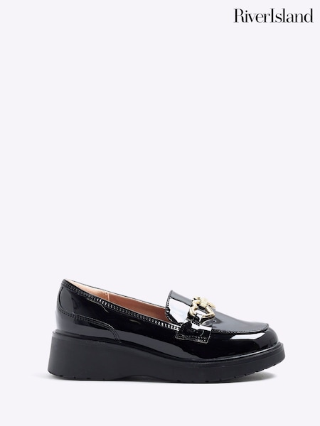 River Island Black Girls Wedged Bow Loafers (W69057) | €35
