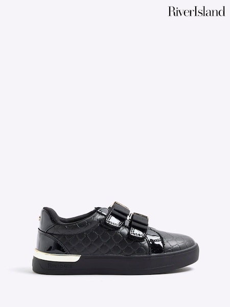 River Island Black Girls Double Bow Trainers (W69068) | €25
