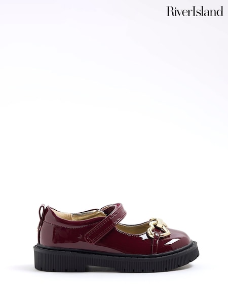 River Island Red Girls Heart Print Snaffle Mary Jane Shoes (W69082) | €28