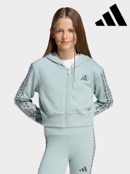 adidas Green Animal Zip Crop Hoodie (W69097) | AED192