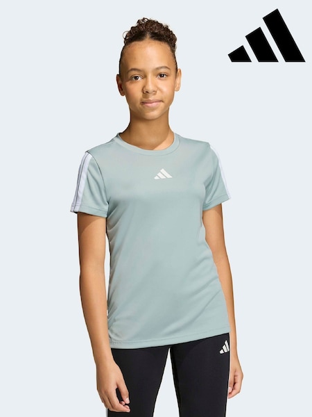 adidas Green Training Essentials 3-Stripes Kids T-Shirt (W69119) | AED76