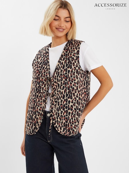 Accessorize Animal Leopard Print Quilted Waistcoat (W69207) | AZN 113