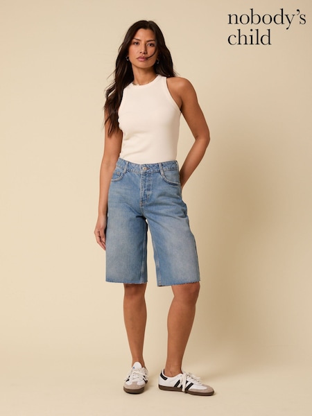 Nobodys Child Blue Relaxed Cut Off Shorts (W69211) | €91