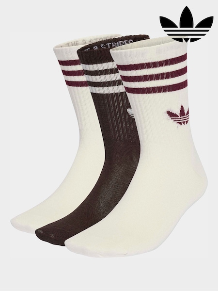 adidas Originals Brown Crew 3-Stripes Crew Socks 3 Pairs (W69222) | €17.50