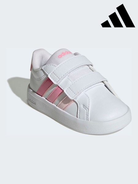 לבן/ורוד - adidas Grand Court 3.0 Infant Trainers (W69529) | ‏116‏₪