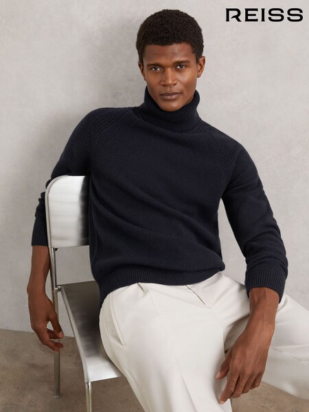 Reiss Navy Gosforth Wool-Cashmere Roll-Neck Jumper (W69551) | 1,014 QAR