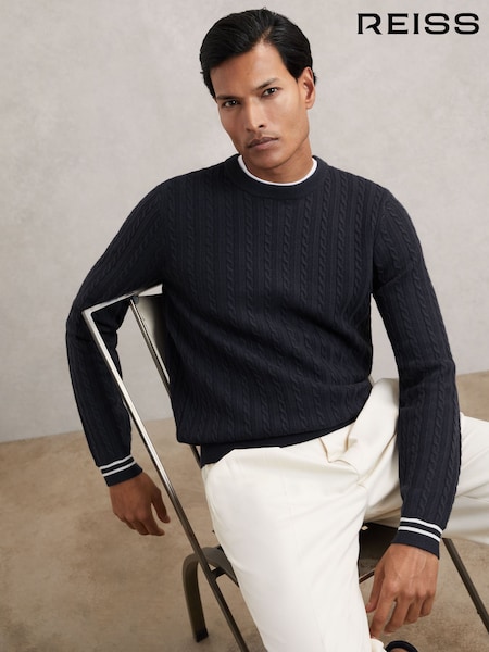 Reiss Midnight Navy Luca Cable-Knit Jumper With Wool (W69554) | €180