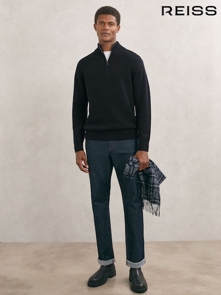 Reiss Navy Charming Wool And Cashmere Half-Zip Jumper (W69561) | € 215