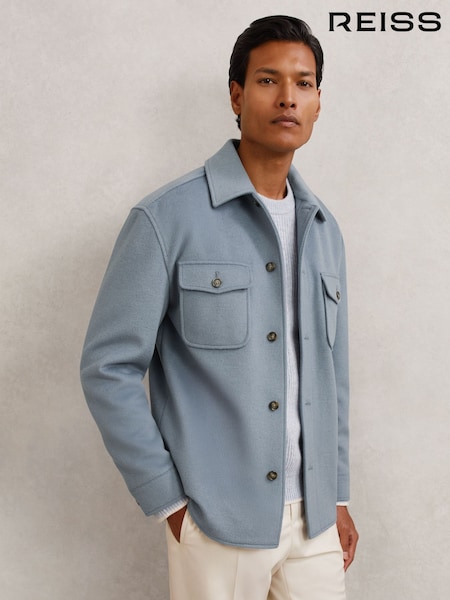 Reiss Soft Blue Liam Wool-Blend Twin-Pocket Overshirt (W69579) | €230