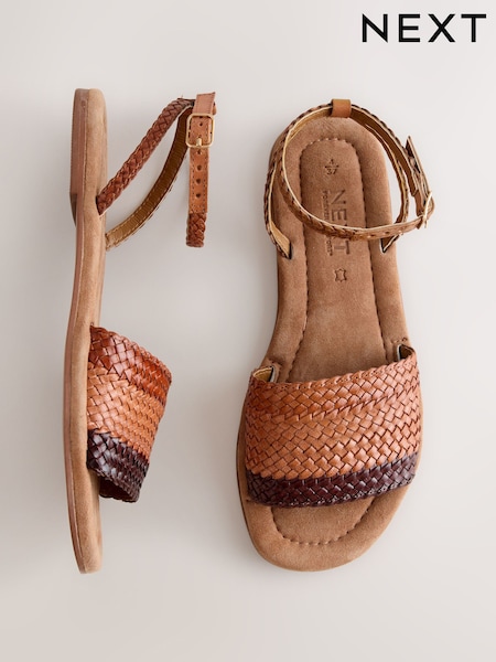 Tan Brown Standard/Wide Fit Forever Comfort® Woven Flat Sandals (W69620) | €61.50