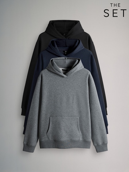The Set Black/Navy 3 Pack Relaxed Fit Hoodies (W69654) | €80
