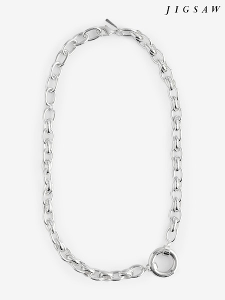 Jigsaw Silver Tone Round Link Chain Necklace (W69663) | €128